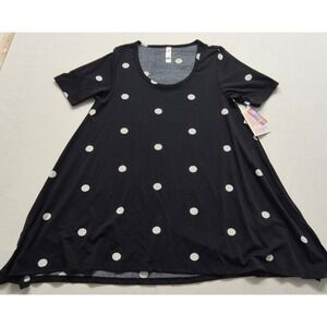 NWT LulaRoe women's black/white polka dot perfect t-shirt XXS scoop neck stretch